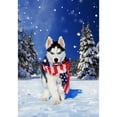 thumbnail image 2 of America Forever Winter Husky Garden Flag Double Sided Vertical Decorative 12.5 x 18 inches for Outdoor, Yard, Porch Happy Holiday Welcome Snowfall Patriotic Dog Scarf Pine Tree Garden Flag, 2 of 3
