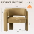 thumbnail image 2 of AFO Modern Barrel Accent Chair Upholstered Club Chair with 7.5" Extra Thick Cushion Unique 3-Leg Reading Armchair for Living Room Bedroom Vanity Khaki, 2 of 7