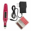 Zodaca Electric Nail Art Drill Kit 6-Bits Set, Professional Finger Toe Buffer Acrylics Nail Treatments Set, Pen Shape Manicure Pedicure Tools Nail Polishing Machine For Salon Personal, Red