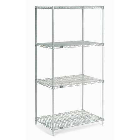 Nexel 4 Shelf Chrome ESD Wire Shelving Unit Starter 30""W x 21""D x 54""H