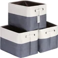 thumbnail image 1 of 3-Pack Large Storage Basket Set  Trunk Organizer  Clothes Toys Bin  15 x 10 x 10 Inches  Big Rectangular Canvas Fabric Collapsible, 1 of 4