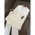 thumbnail image 3 of 2025 Women's One-Button Blazer and Flared Pants Suit Set Office Professional Attire Formal Business Workwear Elegant Suit, 3 of 5