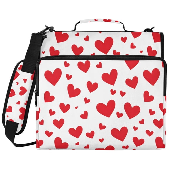 ALAZA Zipper Binder Red Hearts Pattern 2 inch 3 Ring 500 Sheet Capacity Trapper Keeper File Folder Organizer Bag