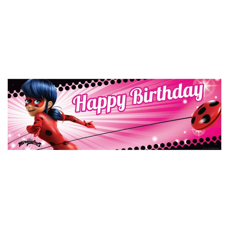 Personalized Miraculous Ladybug Birthday Banner Pink Walmart