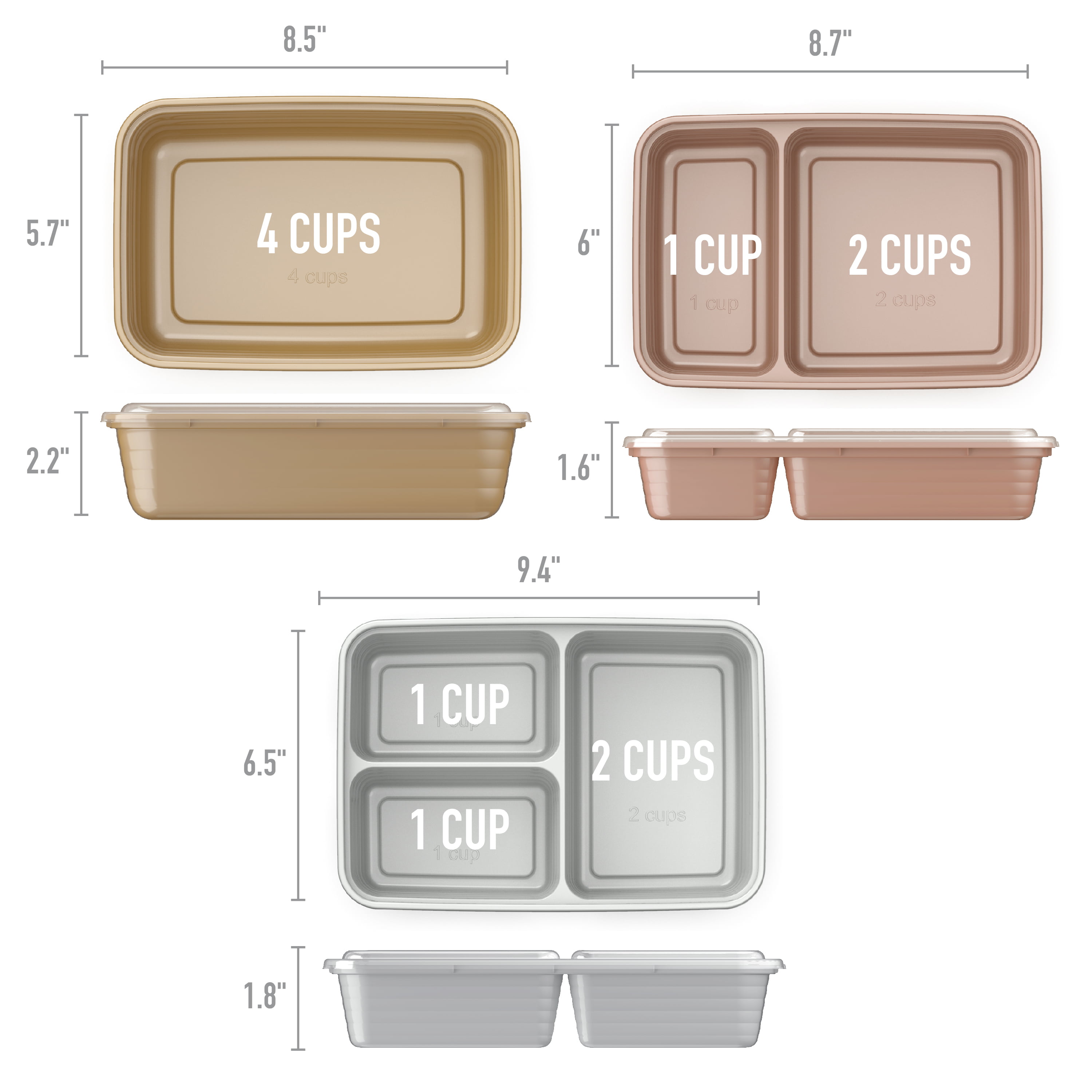 Bentgo Prep 3 Compartment Containers 6 12 H x 6 34 W x 9 12 D