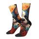 thumbnail image 1 of Fotbe Cute Colorful Flower French Bulldog Calcetas Largas con Estampado para Hombre y Mujer – Calcetas de Compresión Transpirables y Elásticas, Viajar y Uso Diario Talla 5-11, 1 of 6