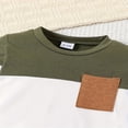 thumbnail image 3 of Zehjuhan Baby Boys Fall Winter Outfits Long Sleeve Crewneck Color Block Sweatshirt Top and Solid Pants Green White，3-6M, 3 of 7