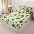 thumbnail image 2 of Manfei Cute Bear Zipper Full Size Comforter Sets with Fitted Sheet and 2 Pillowcases,Kawaii Tent Print Zipper Bedding Set,Green,Reversible,4pcs, 2 of 8