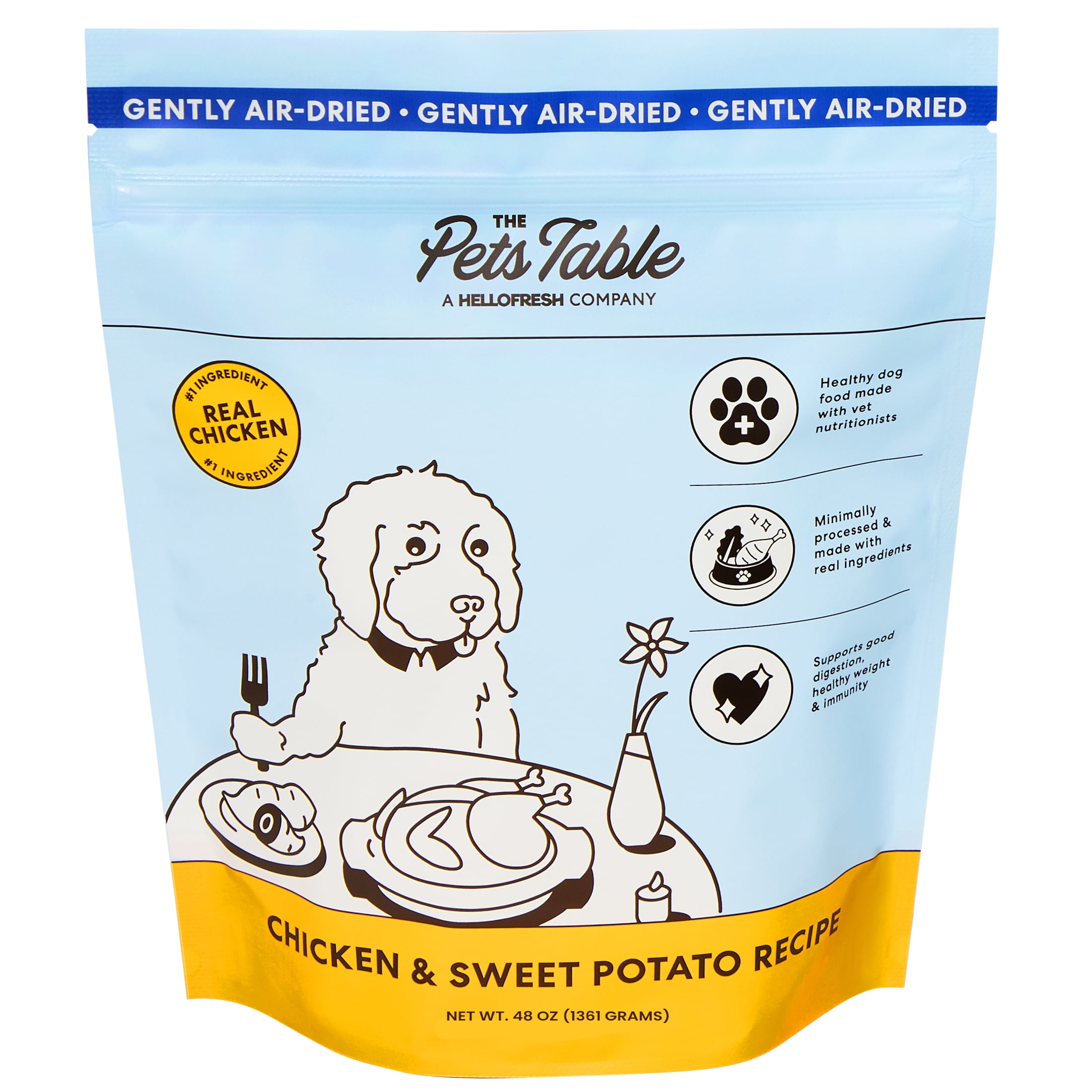 (4 pack) The Pets Table Chicken & Sweet Potato Air-Dried Dog Food, 3 lb