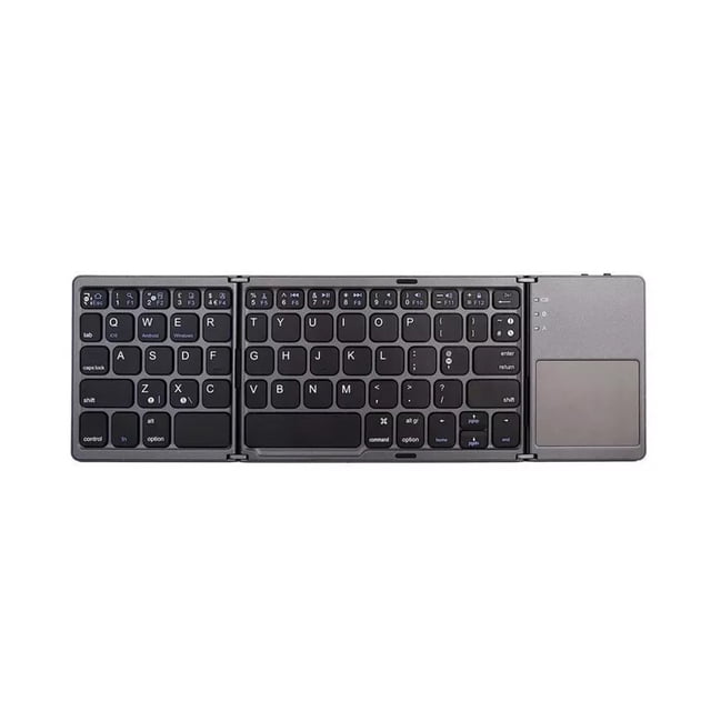 Youkk Folding Keyboard Rechargeable Wireless Computer Supplies Foldable Design Office Accessories Multipurpose Tablet Touchpad Black