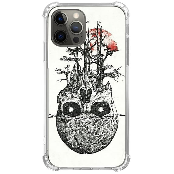 Skull Sun Forest Case for iPhone 12 Pro Max,Aesthetic Art Design Pattern TPU Shock-proof Cover Case