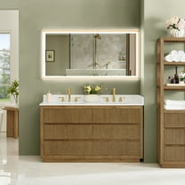Navan 60"  Wood Vanity in Weathered Brown with Engineered Stone Top No Mirror