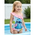 thumbnail image 4 of Disney Stitch Girls Swimsuit Graphic One Piece Ruffled One Shoulder Bathing Suits Sizes 2-9Y, 4 of 8
