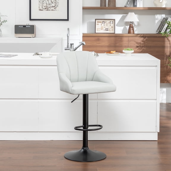 MINCETA Bar Stools, Adjustable Counter Height Bar Stools, Ivory