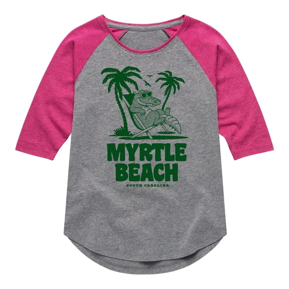 Instant Message - Myrtle Beach Alligator - Toddler & Youth Girls Raglan Graphic T-Shirt