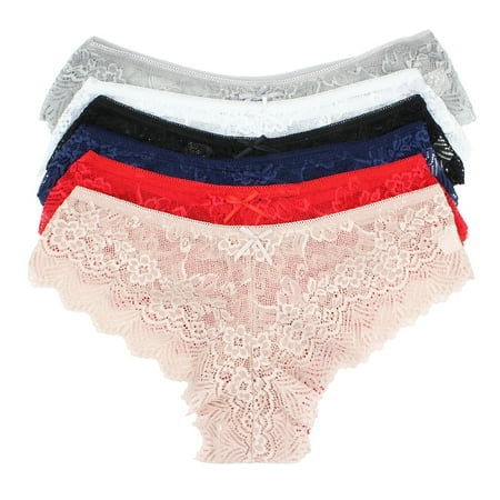 

LAVRA Women s Regular& Plus 6 Pack of Lace Panties Multi Pack Thongs and Boyshorts up to 3XL