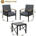thumbnail image 3 of ZXNYH 3 Piece Metal Outdoor Patio Furniture Set, Modern Outdoor Metal Chairs Conversation Furniture Set with Coffee Table for Patio,Backyard,Balcony, Poolside (Dark Grey), 3 of 7