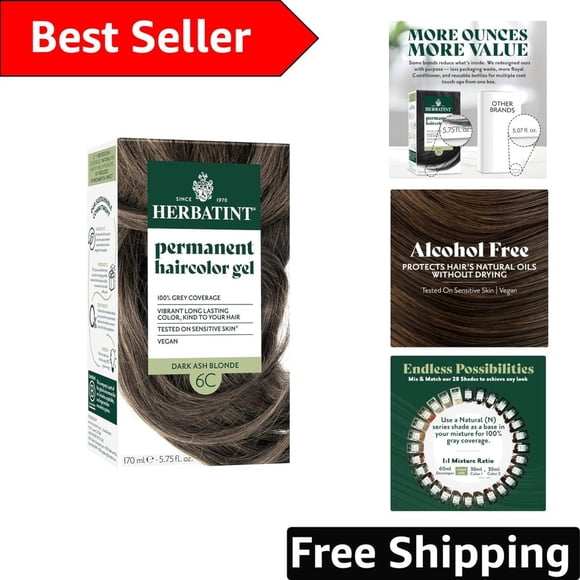 5.75 fl oz Dark Ash Blonde Hair Dye - Nourishing Color for Gray Coverage & Shine
