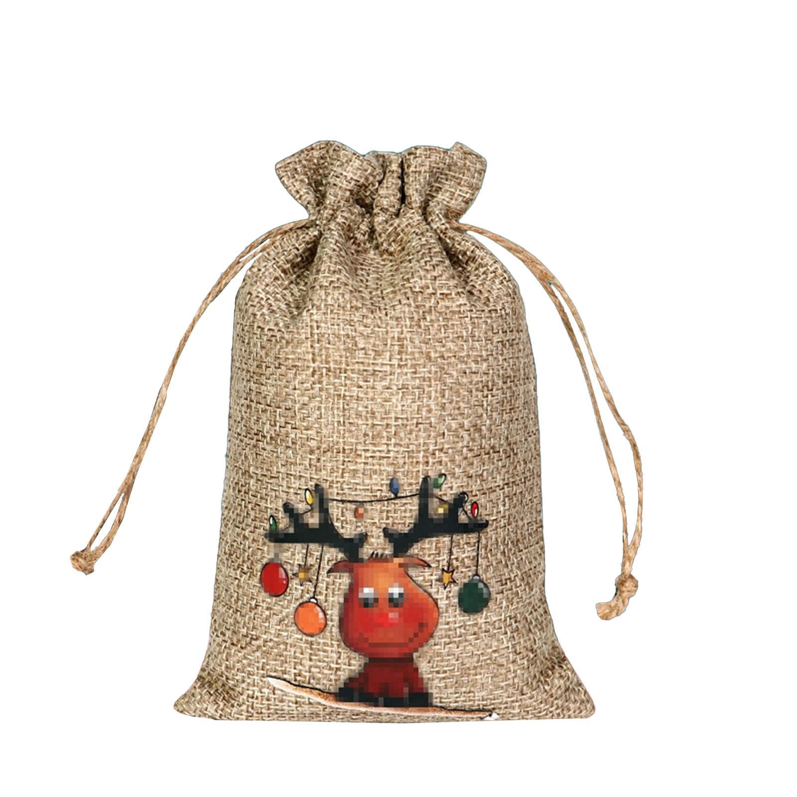 Jute Sac Cadeau Noel Tissu Sac Cadeau De Noël Avec Imprimé