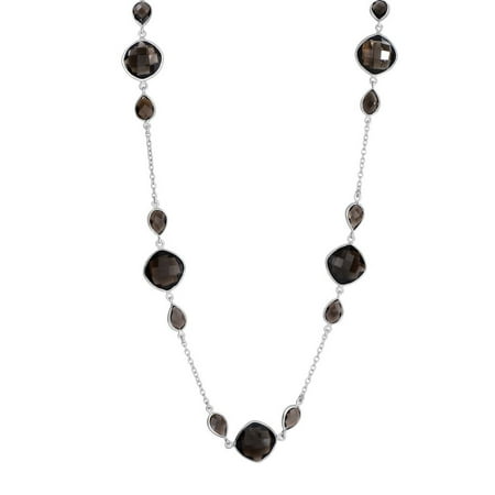 Additional Chain - Rho. Finish 7-stations 10x8mm Tear 15mm-smokey Qtz Lob-clasp Add Additional Chain. No Stn - 30 In