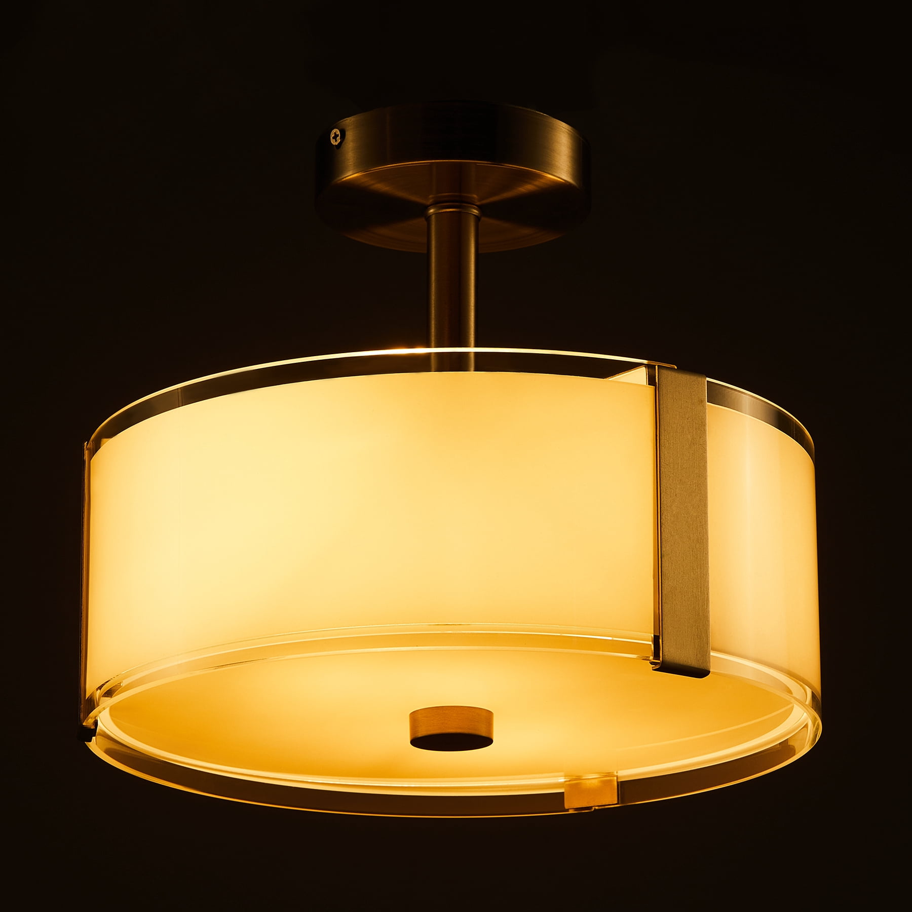 Bestco 2 Light Flush Mount Ceiling Light Fixture with Glass Lamp Shade, LED Bulbs Incl.