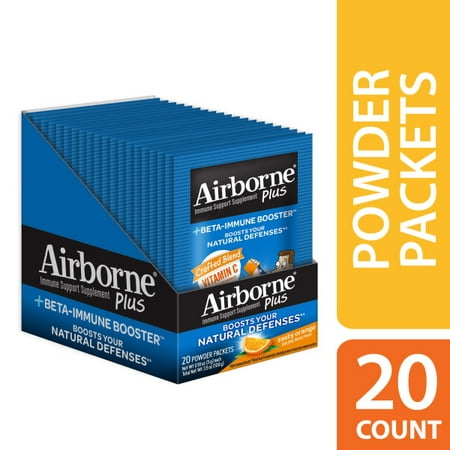 Airborne Plus Beta-Immune Booster Vitamin C Zesty Orange Powder Packets - 20 count - Immune Support