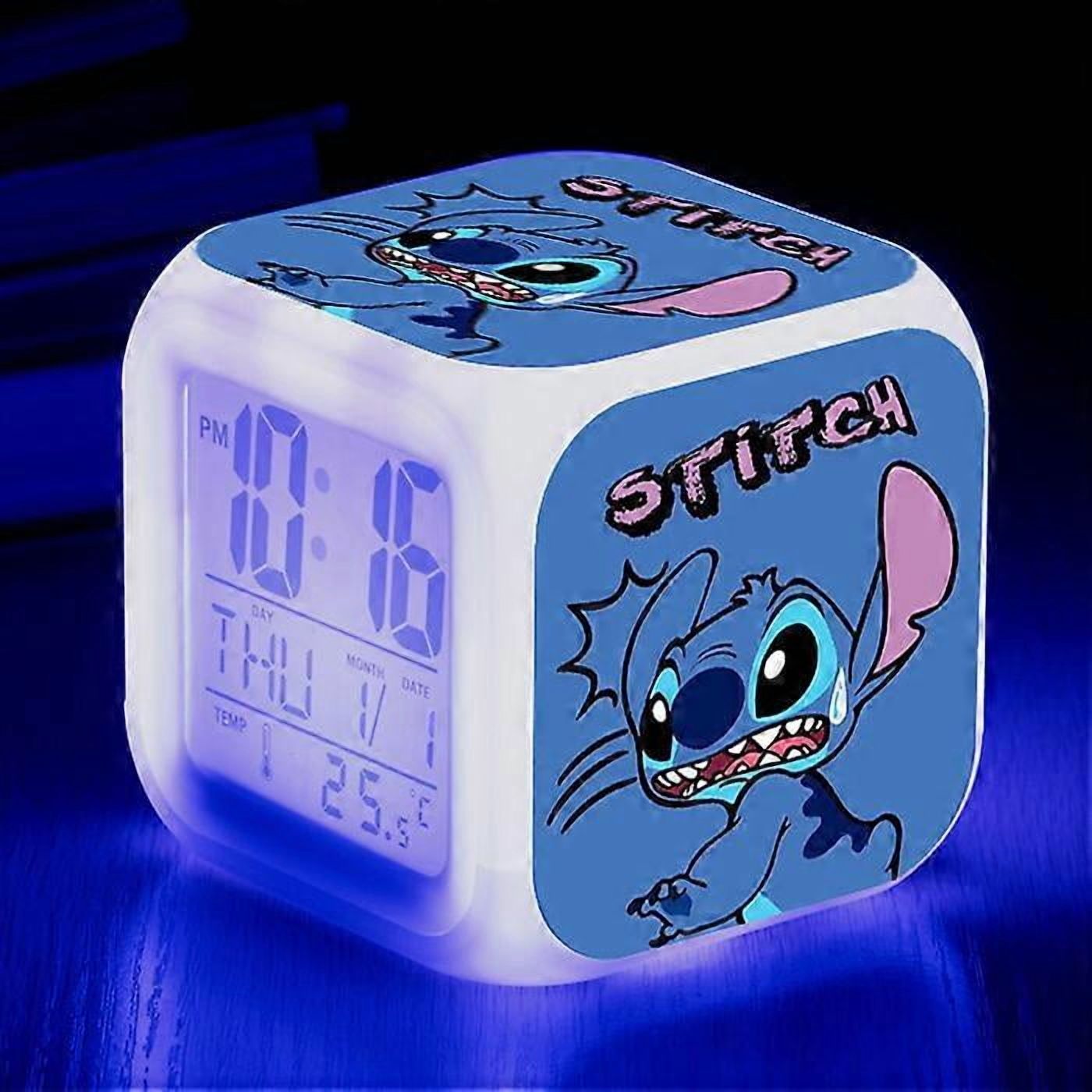 Stich Clocks Disney Stitch Alarm Clocks Night Light Color Change 7 Led Desk Home ...