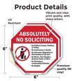 thumbnail image 2 of Absolutely No Soliciting  No Political Causes, Petitions or Polling (2 Pack) 6 inch X 6 inch Octagon Vinyl Label Decal Sticker Weather Resistant, UV Protected for Workplace, Made in the, 2 of 5