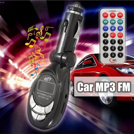 Rotatable LCD Car MP3 Music Player FM Transmitter Modulator Remote Control 3.5mm Audio Cable Supports USB 16GB SD/TF Hands Free Card 