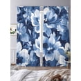 thumbnail image 3 of White Navy Sheer Curtains for Living Room Bedroom, Light-filtering Sheer Curtain, Blue Flower Blooming Watercolor Floral Botanical Rod Pocket Voile Window Treatment Drapes, 52’’Wx84’’L, 2 Panels Set, 3 of 7