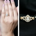 thumbnail image 3 of Rosec Jewels Certified Lab Grown Diamond Teardrop Engagement Ring with Halo - EF-VS Quality, 18K Yellow Gold, US 4.50, 3 of 9