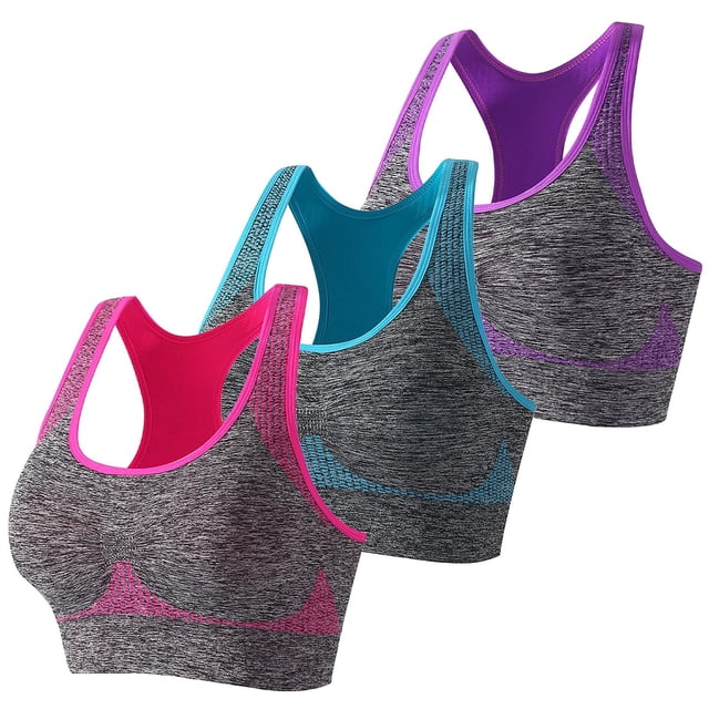 WZXFASHION Sports Bras For Women Pack Multipack Padded Medium Support Bra For Workout Gym Yoga Bra Blue M