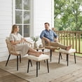 thumbnail image 6 of 5 Piece Patio Bistro Set with Ottoman, Outdoor Wicker Apartment Balcony Furniture Sets, Rattan Table and Chairs Set of 2 for Porch Backyard Deck, Yellow,Beige, 6 of 9