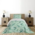 thumbnail image 3 of Ambesonne African Quilted Coverlet 2 Pcs, Exotic Lizard Reptile, Twin Size, Green Mint, 3 of 5