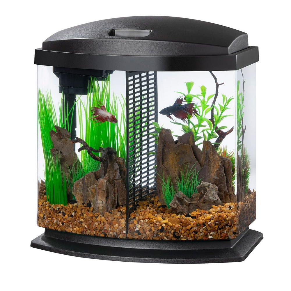 Aqueon LED BettaBow 2.5 SmartClean Aquarium Kit Black - Walmart.com ...