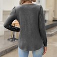 thumbnail image 4 of Kixjoy Womens Long Sleeve Tops Oversized Button Down V Neck Shirt Fall Casual Lightweight Tunic Tops Fashion Travel Loose Fit Women Clothing, Gray L, 4 of 4