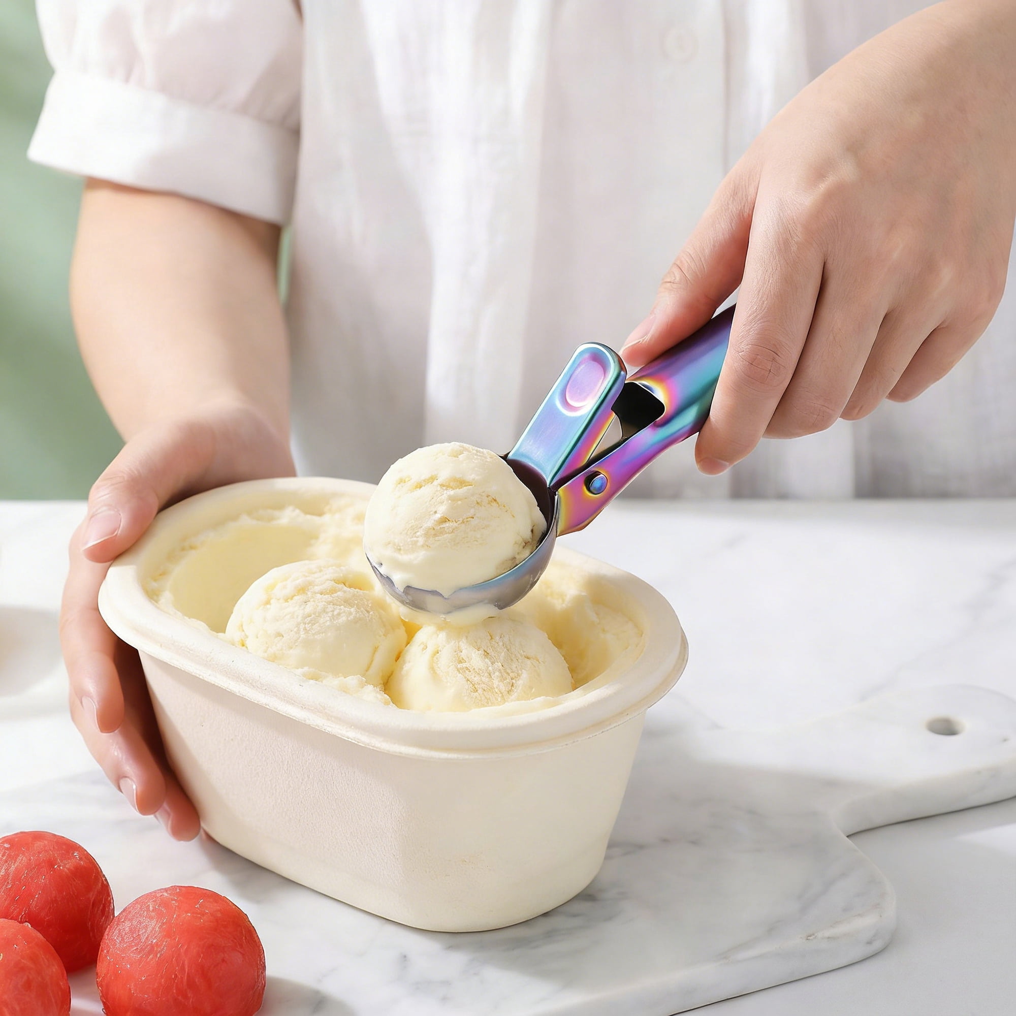 Unique Bargains Stainless Steel Pop-out Scooper with Handle Colorful
