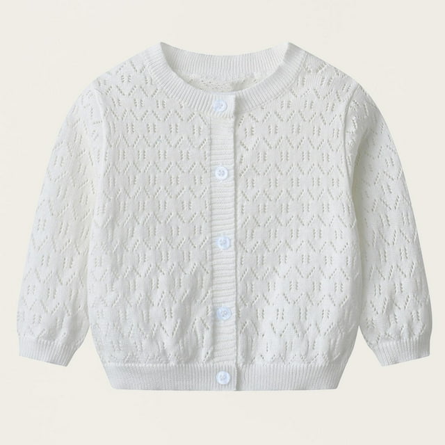 Mgmyaa Cardigan Tricoté à Manches Longues et Col Rond pour Filles, Veste Décontractée Ouverte pour l'Automne, Confortable en Laine, 3M-12Y
