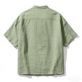thumbnail image 4 of Cotton Linen Henley T-Shirts for Men Casual Short Sleeve Band Collar Summer Beach Vacation T-Shirt Fashion Hippie Yoga Tops Lightweight Breathable Solid Color 1/4 Button Up Tees, 4 of 5