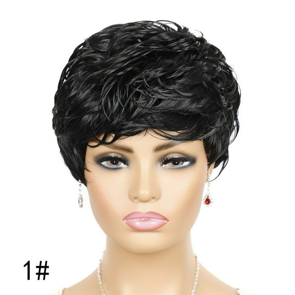 Elf Cut Wig Short Hair Wig with Bangs Mixed Color Highlights Fluffy Synthetic Wig Replacement Wig for Women Halloween Costume Wig