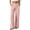 Pink, variant on Womens Full Length Wide Leg Pants Button Fly High Waist Oversized Front Patch Pockets Side Slit Ankle Hem Spring Summer Daily Office Beach Casual Wear Trousers
