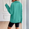thumbnail image 4 of WTOBBY Women's Half Zip Pullover Sweatshirt Blouse, Casual Business Tunic Top with Long Sleeve Round Neck, Fashionable Fall Office Wear Comfortable Stretch Fabric,Green M, 4 of 5