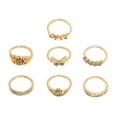 thumbnail image 1 of Juego de 7 anillos con incrustaciones de diamantes de imitación, anillos retro, adornos de moda para los dedos (dorados), 1 of 7