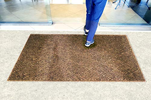 Indoor//Outdoor Medium Brown Floor Mat 4 Length x 3 Width WaterHog Fashion Diamond-Pattern Commercial Grade Entrance Mat Dark Brown by M+A Matting