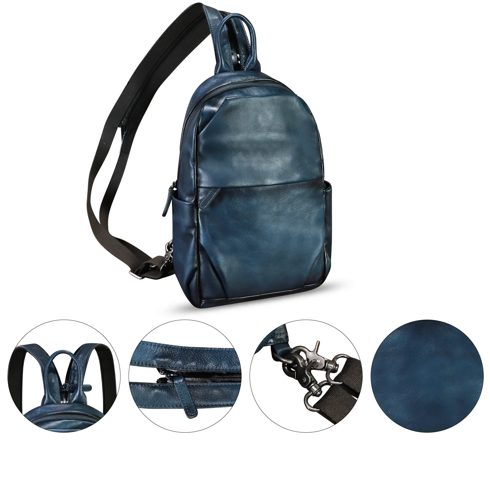 Genuine Leather Sling Bag for Men Women Retro Sling Backpack Purse Crossbody Bag