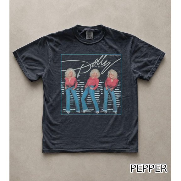 Dolly Triple Portrait Graphic T-Shirt, Vintage Country Music Photo Style