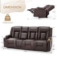 thumbnail image 3 of AECOJOY Reclining Sofa with Console&Bluetooth Speakers, Manual RV Recliner Couch with USB Ports&4 Cup Holders, 2 Side Pockets Recliners on Clearance Home Theater Seating, Fuax Leather, Brown, 3 of 8