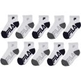 thumbnail image 1 of Fila Kids Boys 10-Pack Half Cushion Quarter Socks Contrast Heel - White, Boys Medium Shoe size 10-4, 1 of 2