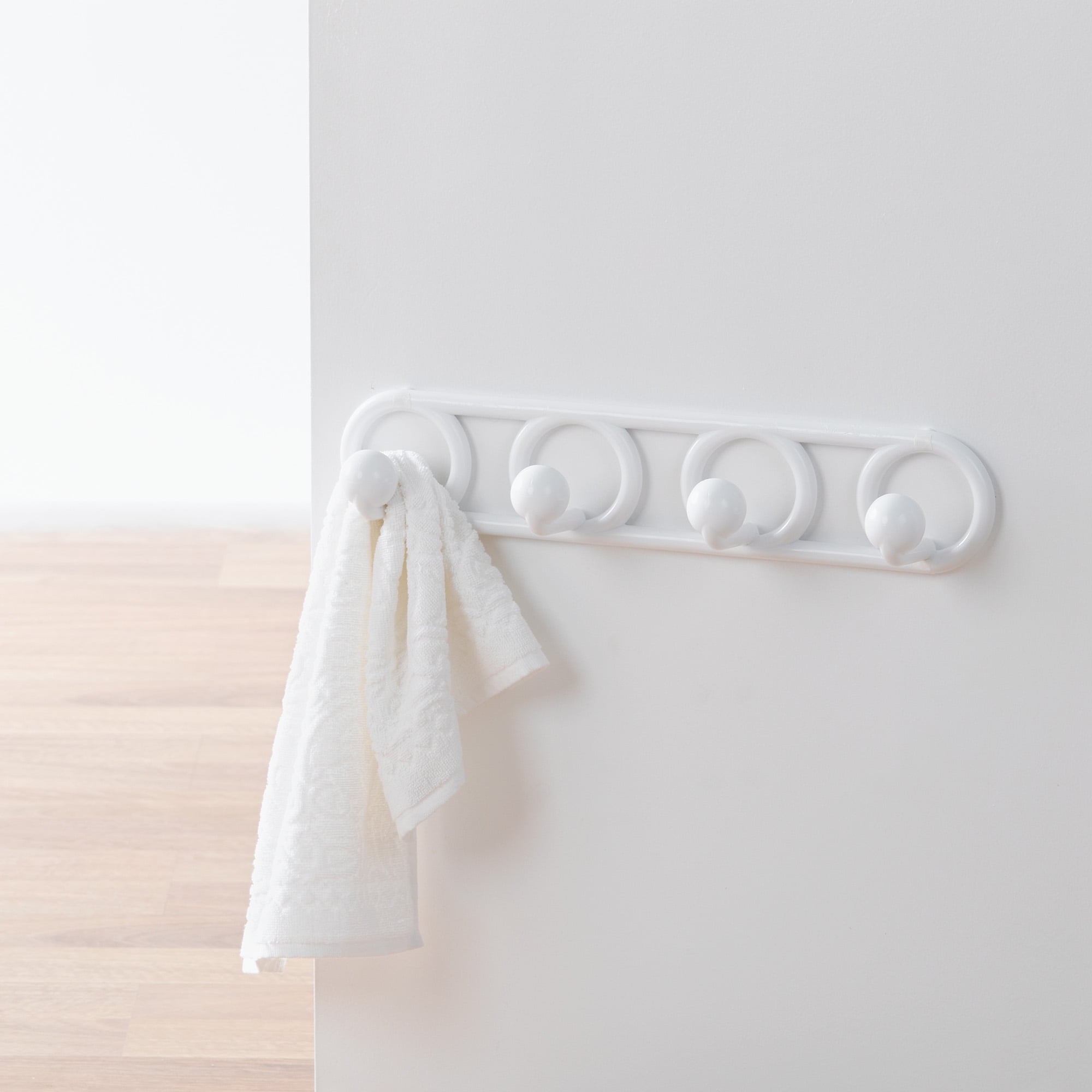 Neatfreak Wall-Mounted 4-Peg Heavy-Duty Plastic Hook, White, 1 Piece