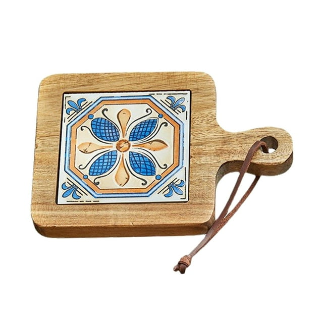 Tapete para maceta con azulejos de madera, manteles individuales de protección para mesa, centro de mesa, tapete aislante reutilizable, tapete para A